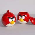 Red Angry Birds Shaped Storage Jars With Removable Lids And Expressive Faces 3d model