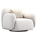 Comfortable Brown Plush Armchair With White Cushion Rounded Armrests And Round Base