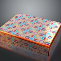 Vibrant Decorative Storage Box Featuring Colorful Circular Patterns And Orange Trim 3d model