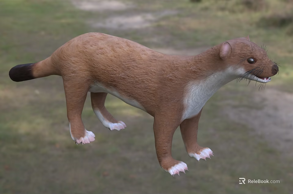 Brown Reptile With White Paws And Black Tail In Natural Outdoor Setting 3d model 
