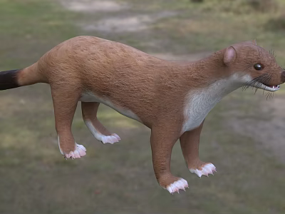 Brown Reptile With White Paws And Black Tail In Natural Outdoor Setting 3d model