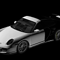 Technology Exhibition Hall Showcasing Modern Black And White Sports Car With Sleek Design Features