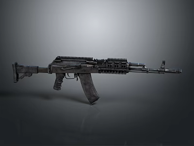 Modern Military Assault Rifle With Black Tactical Rail And Grip Design 3d model