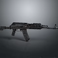 Modern Military Assault Rifle With Black Tactical Rail And Grip Design