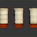 Three Vintage Red Wagons With White Canvas Covers And Wooden Wheels