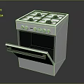 White Kitchen Gas Stove Oven Combo With Four Burners Open Door