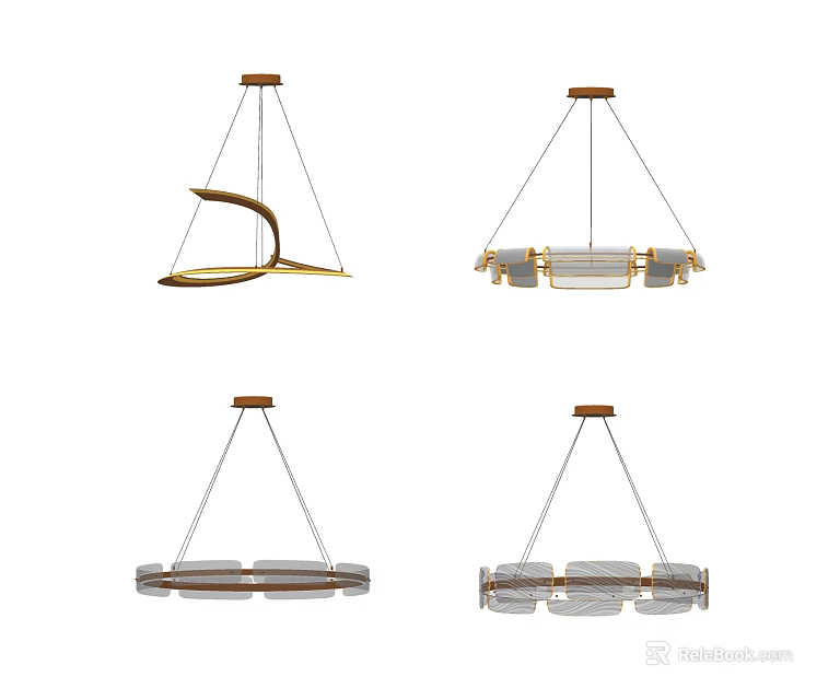 Modern Chandelier Designs With Metal Frames And Glass Elements For Interior Lighting 3d model