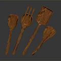 Handcrafted Wooden Kitchen Utensils Set Including Spoon Spatula Turner And Scraper