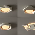 Different Shaped White Ceiling Lights With Warm Yellow Glow For Modern Home Decor
