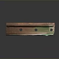 Vintage Long Metal Decorative Object With Copper Green Patina And Three Holes