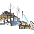 Boat Sailing Observation Deck Wooden House Customized Paradise Development Paradise Amusement Park Children's Amusement Park Playground Combination Function Slide Amusement Scoot 3d model