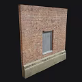 Traditional Red Brick Building Exterior Wall With Small Window And Concrete Base