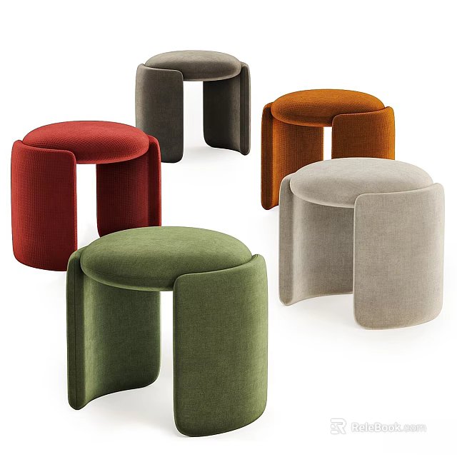 Modern Upholstered Sofa Stools In Various Colors With Sleek Contemporary Design 3d model 