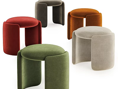 Modern Upholstered Sofa Stools In Various Colors With Sleek Contemporary Design 3d model