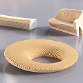 Modern Wooden Leisure Chairs With Striped Texture Circular Bench And Single Seat Design