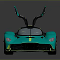 Teal Supercar With Open Scissor Doors And Neon Green Accents On Reflective Surface