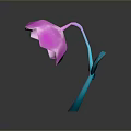 Artistic Origami Flower With Pink Petals Blue Leaf And Stem On Reflective Surface