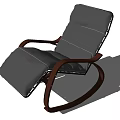 Modern Gray Lounge Chair With Wooden Frame Rocking Design And Ottoman
