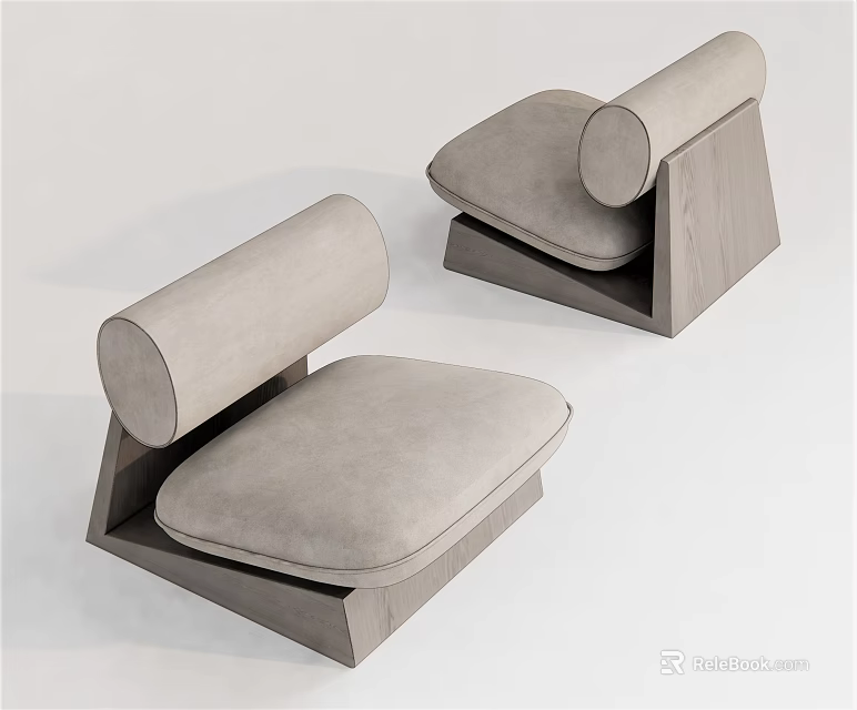 Modern Single Sofa With Wooden Frame And Comfortable Gray Upholstery Design 3d model 