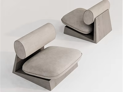 Modern Single Sofa With Wooden Frame And Comfortable Gray Upholstery Design 3d model