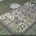 Modern Aerial Planning of Urban Layout with Mixed Buildings Transportation Hubs and Green Areas