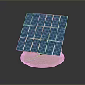 Modern Blue Solar Panel With Circular Base On Dark Reflective Surface 3d model