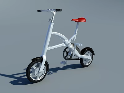 Modern White Bicycle With Red Seat Black Tires And Sleek Design 3d model