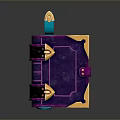 Purple Book Shaped Decorative Lifestyle Accessory With Gold Ornamental Straps And Buckles
