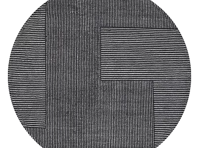 Geometric Patterned Square Rug With Black White Striped Block Design 3d model