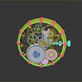 Detailed Mechanical Watch Movement With Golden Frame Transparent Case Internal Gears And Precision Components