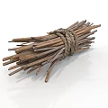 Bundle of Natural Dry Wooden Sticks Tied Securely With Thick Rope