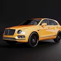 Yellow Bentley SUV with Black Wheels and Red Calipers Stylish Exterior Design on Black Background