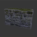 Rustic Stone Wall Structure with Moss Covered Natural Stone Blocks Architectural Design 3d model