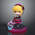 Cute Anime Girl Character With Butterfly Hairpin And Neon Cake Base Decor