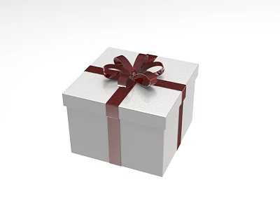 Elegant White Gift Box With Red Ribbon Bow And Decorative Design 3d model