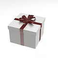Elegant White Gift Box With Red Ribbon Bow And Decorative Design 3d model
