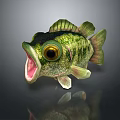 Green Spotted Aquatic Animal Fish With Big Eyes Open Mouth And Green Fins