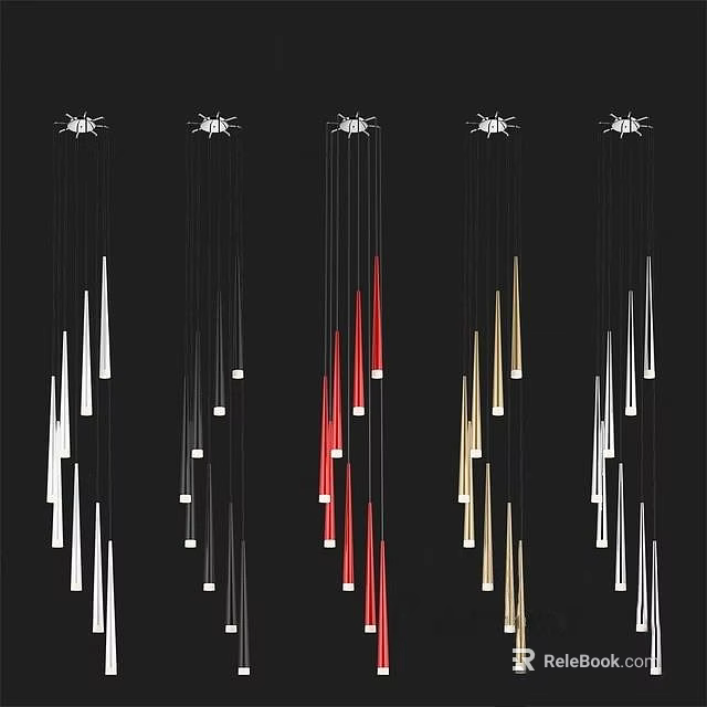 Modern Hanging Chandeliers With Sleek Colorful Pendant Designs For Interior Decor 3d model 