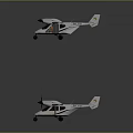 Two White Light Aircraft One Flying and One on Ground 3d model