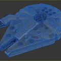 Detailed Millennium Falcon Spaceship Model With Cockpit Engine And Surface Details