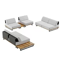 Modern Modular Sectional Sofa With Light Gray Fabric Wooden Frame And Spacious Seating 3d model