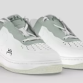 White And Gray Casual Sneakers With Lace Up Design And Brand Logo Details