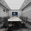 Modern Conference Room Interior With Long Table Chairs Glass Partitions And Large Screen