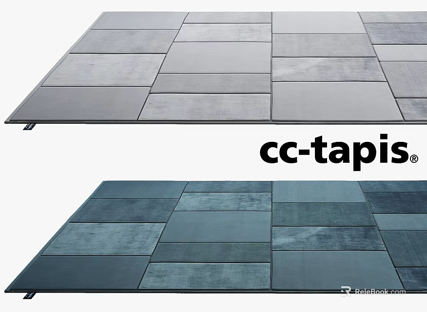 Modern cc-tapis Square Rug Featuring Gray And Navy Blue Block Design Patterns 3d model 