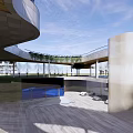 Modern High Rise Residential Towers With Swimming Pool And Greenery Under Blue Sky