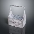 Rustic White Wooden Handheld Storage Basket With Natural Wood Grain Design