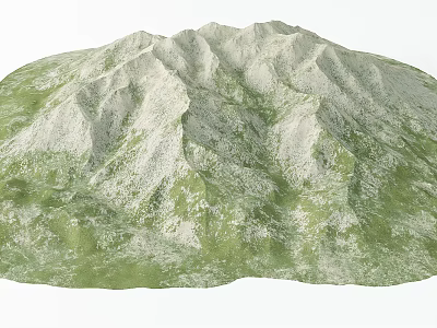 Natural Garden Landscape Featuring Mountain Terrain Green Grass And White Rocky Peaks 3d model