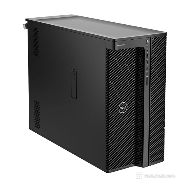 Dell Black Desktop Computer Tower With Textured Design And Front Ports 3d model