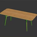 Minimalist Wooden Rectangular Table With Slim Legs And Smooth Natural Surface 3d model