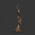 Natural Curved Wood Sculpture With Stone Base For Decorative